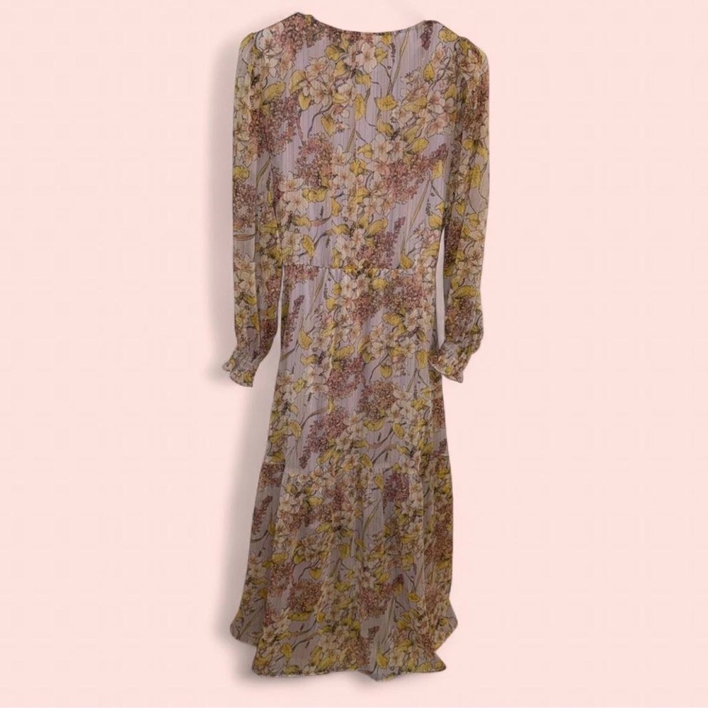 LC Lauren Conrad Long Sleeve Floral Dress - Lavender and Yellow - Picture 8 of 8